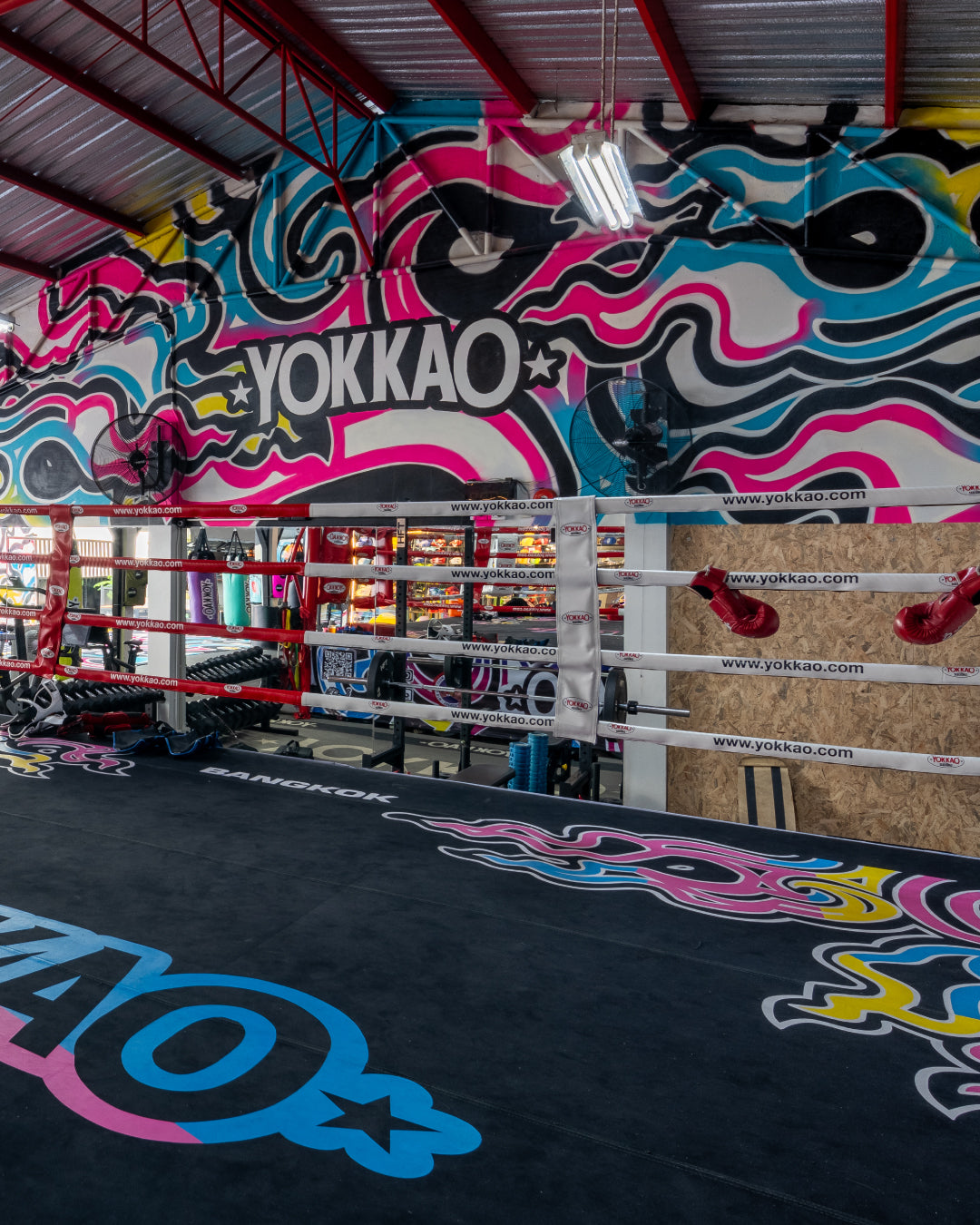 YOKKAO gym interior with boxing ring