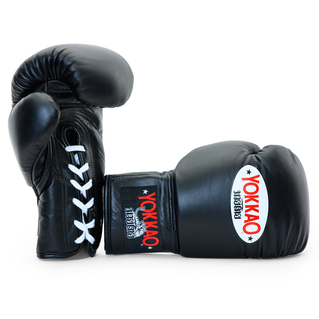 Matrix Black Lace Up Boxing Gloves - YOKKAO