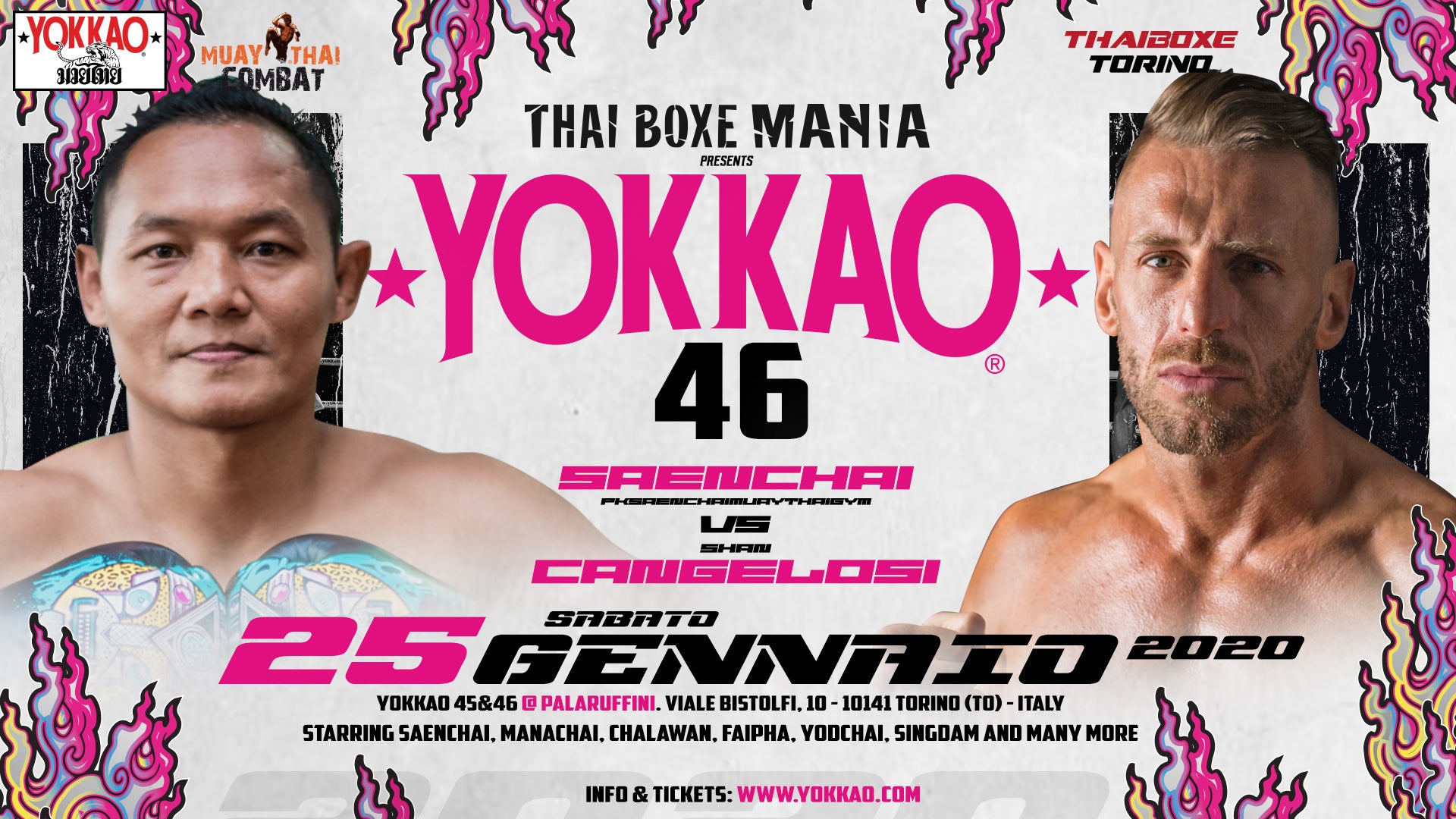 FIRST FIGHT ANNOUNCED: SAENCHAI VS CANGELOSI 2 IN TURIN!