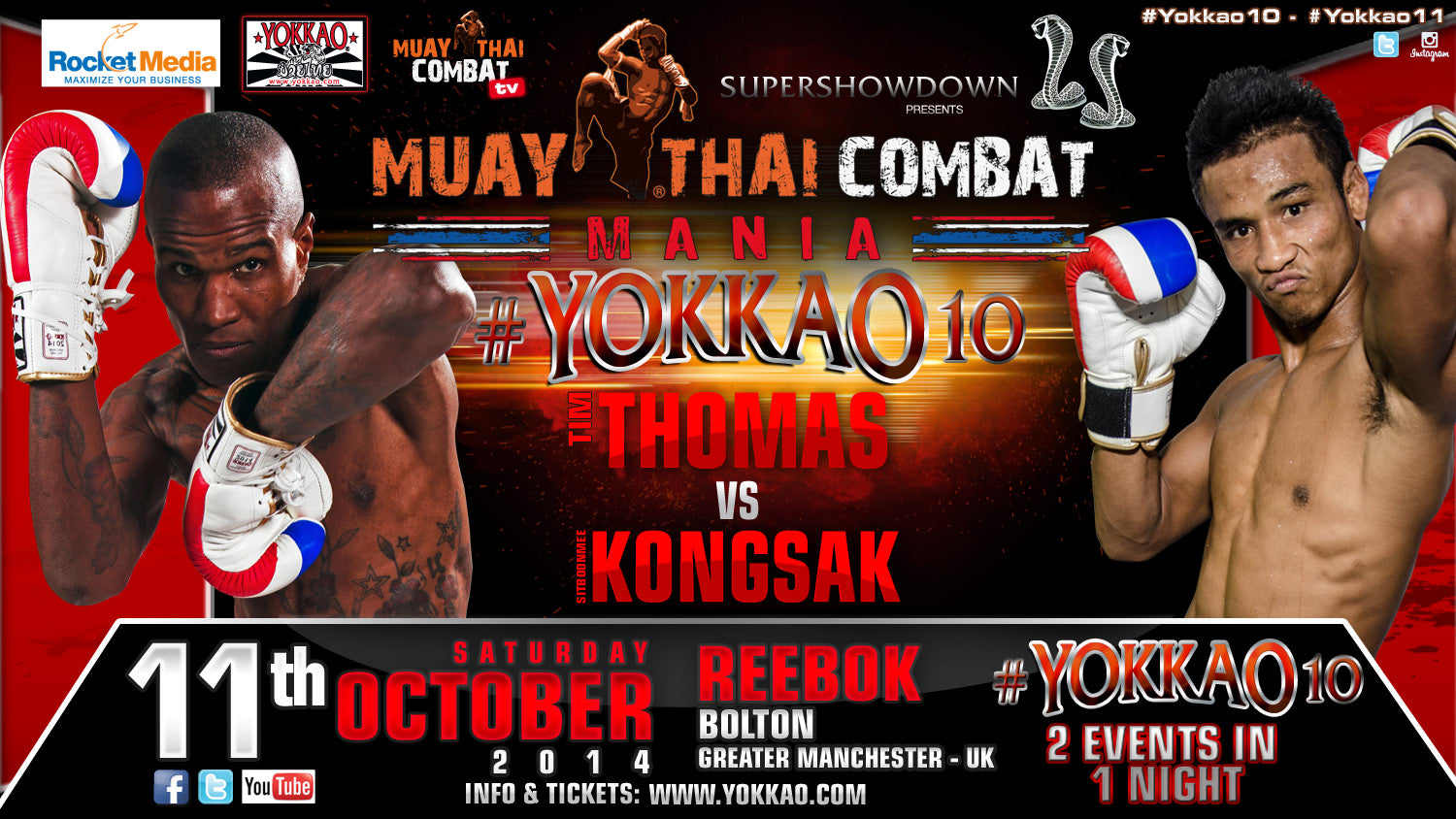 Tim Thomas replaces Liam Harrison to fight Kongsak at YOKKAO 10!