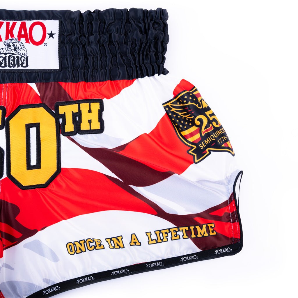 YOKKAO 250th Anniversary Muay Thai Shorts | Premium Gold Satin
