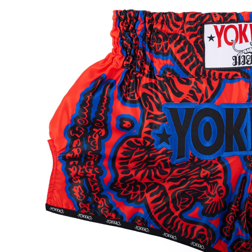 YOKKAO Sak Yant Muay Thai Shorts | Tiger Motif Satin Fight Gear