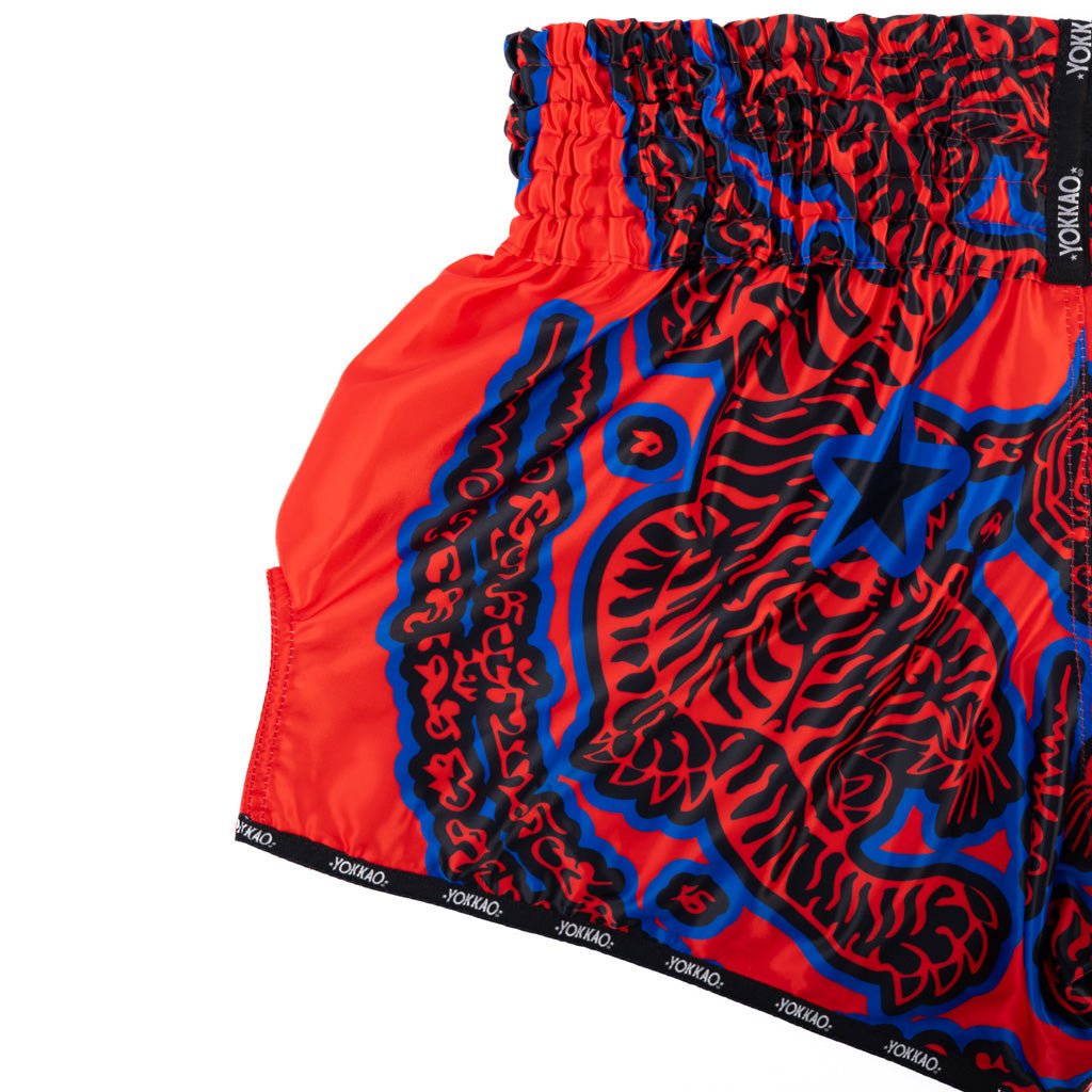 YOKKAO Sak Yant Muay Thai Shorts | Tiger Motif Satin Fight Gear