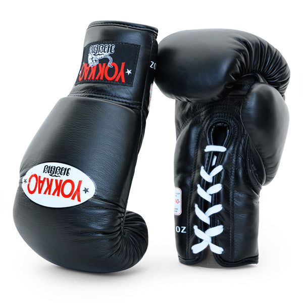 Matrix Black Lace Up Boxing Gloves - YOKKAO