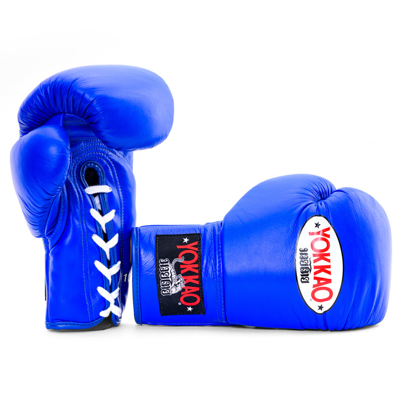 Matrix Blue Lace Up Boxing Gloves - YOKKAO