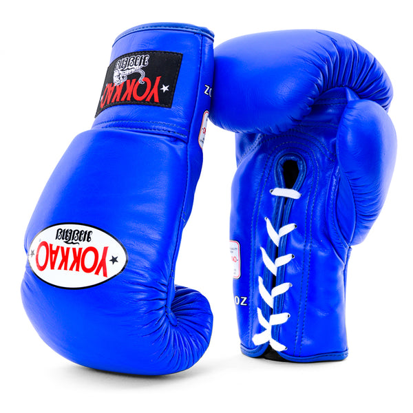 Matrix Blue Lace Up Boxing Gloves - YOKKAO