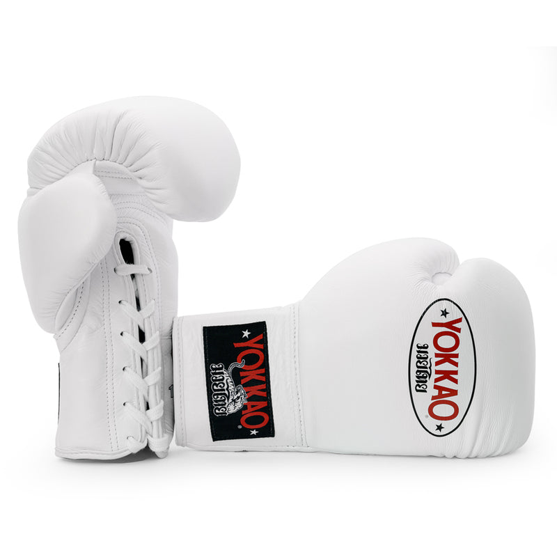Matrix White Lace Up Boxing Gloves - YOKKAO