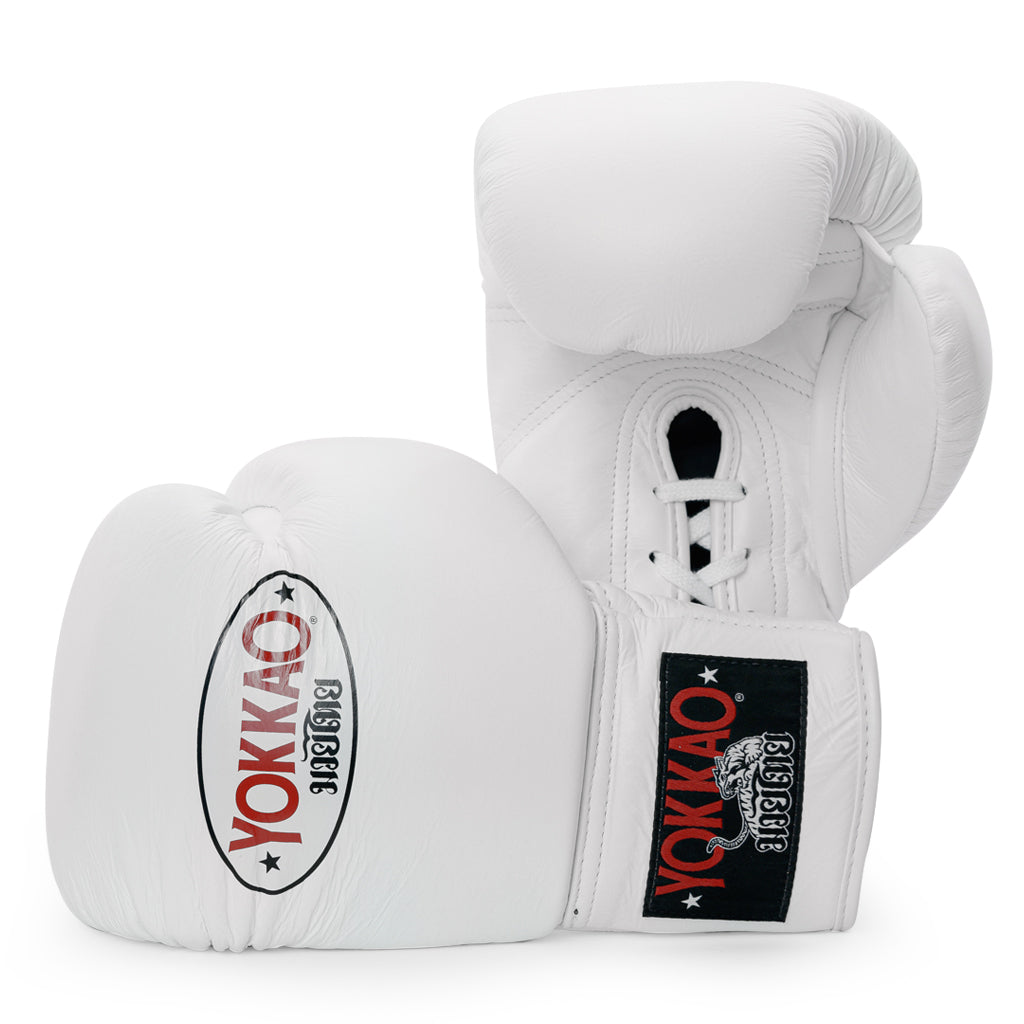 Matrix White Lace Up Boxing Gloves - YOKKAO