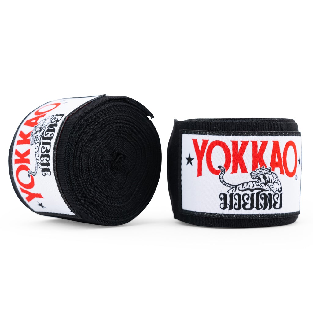 YOKKAO Premium Hand Wraps Bandes De Boxe Noires - Confort Et Durabilité Pour Entraînements Intenses